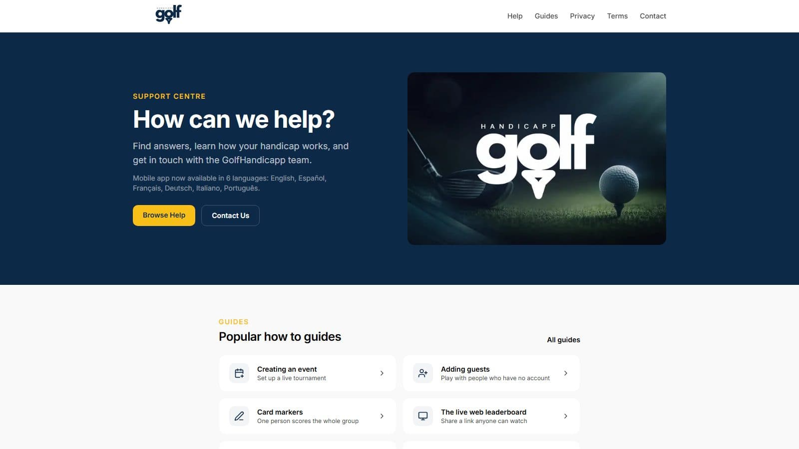 Golf Handicapp Support Centre